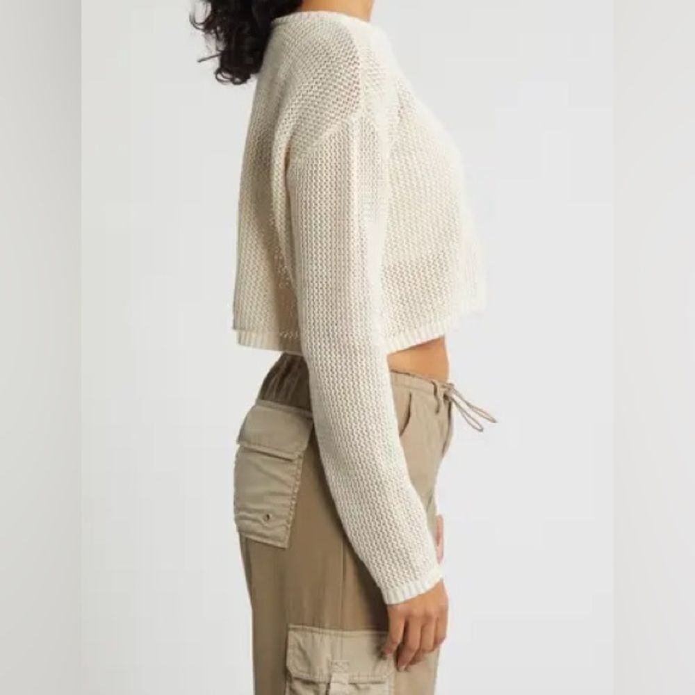 L.A. Hearts Pacsun Sea Breeze Open Stitch knit Sweater ivory cotton beachy XS